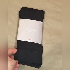 Avenue Black Fleece-Lined Tights